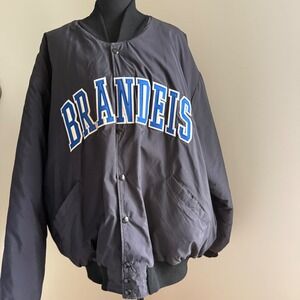 Vintage Brandeis University DeLONG Varsity #19 Bomber Jacket 2X Navy Snap USA